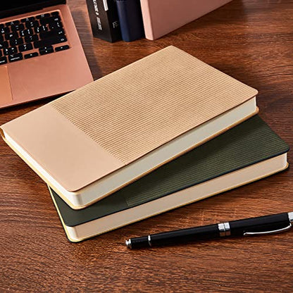 Lined Journal Notebook for Work College Ruled Notebook 5.79" x 8.27" A5 PU Leather Daily Journaling Notebook 216 Pages for Women Men Daily Writing Business School Travel Gift (Khaki) - color: 01-Khaki-1pack, style: A5 Lined 216pages