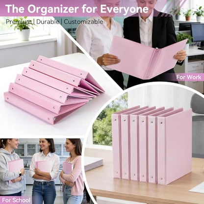 SUIN 1 Inch 3 Ring Binder, Clear 1'' View Presentation Binders with 2 Pockets, Fits 8.5 x 11 Letter Size, Durable Polypropylene, Non-Stick & PVC-Free for School, Office & Home (Brushed Peach Pink) - color: Brushed Peach Pink