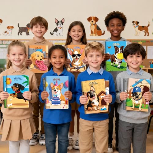 BenLouis 24 Dog Mini Coloring Books Kids with 24 Stacking Crayons Cute Puppy Party Favors Activity Books Bulk for Kids Pet Paw Goodie Bag Gift Stuffer Classroom Reward - style: Dog