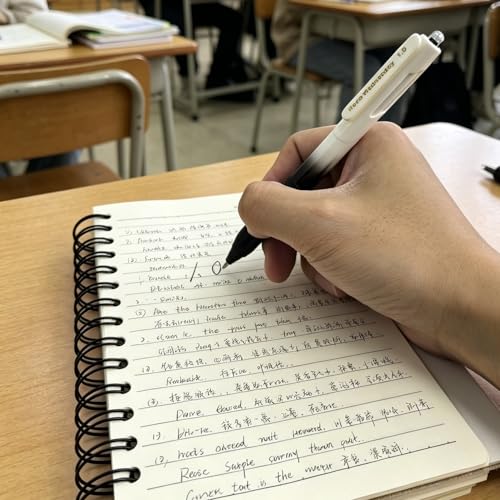 Fengtaiyuan Retractable Gel Pens, 1.0mm Bold Point Quick Dry Black Ink, 18 Pack Gradient Black-White Barrel with Ergonomic Non-Slip Grip, Smooth Writing for Grading Highlighting Signing Office School - color: BlackFRW10P18