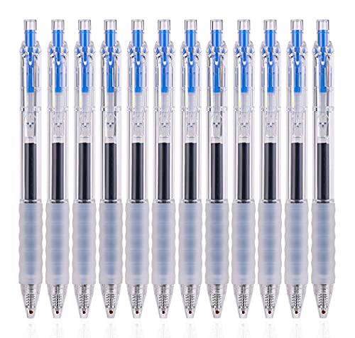 czxwyst GP270 Refillable & Retractable Gel Ink Pens with Soft Grip Large Capacity 0.5mm Fine Point 12-Pack (Blue) - color: Blue