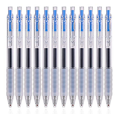 czxwyst GP270 Refillable & Retractable Gel Ink Pens with Soft Grip Large Capacity 0.5mm Fine Point 12-Pack (Blue) - color: Blue