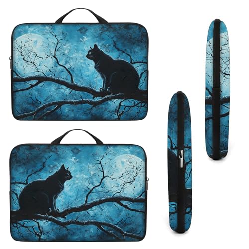 Laptop Sleeve Bag with Handle Computer Protective Soft Cover Case for 14 Inch 13 Inch Laptop,Black Cat on Tree - color: Black Cat on Tree