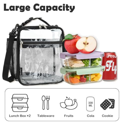 FlowFly Kids Lunch box Insulated Soft Bag Mini Cooler Back to School Thermal Meal Tote Kit for Girls, Boys, Clear - color: Clear
