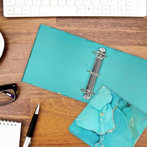 Mini 3 Ring Binder 5.5 x 8.5, 2-Inch Binder, Round Ring, Blue, 2 Pack | Marble Pattern, Ring Spacing 2.75in