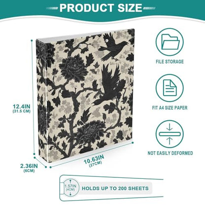 Goth Bath Round Ring Binders Crow (2) 1.5 Inch 3 Ring Binder with Clipboard Holds 200 Sheets Office Home School - color: Multicolored 17