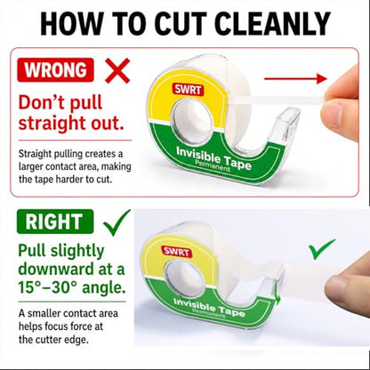 SWRT Invisible Tape Refills, 10 Rolls, 3/4 in x 800 in, Matte Finish | Blends into Paper; Easy to Write On; Neat Paper Repairs; Quick Label Fixes; Fits Tape Dispensers; Office, School, Home