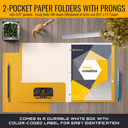 Better Office Products Dark Yellow 2 Pocket Folders with Prongs, 50 Pack, Letter Size, Matte Texture, 8.5 x 11 Inch - color: Dark Yellow