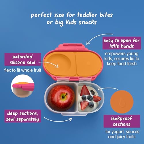 b.box Lunch Box Kids 2-pack, Mini Lunch Box + Snack Containers for Kids | 4.25 + 1.75 Cup Bento Box for Kids, Snack Box, Lunch Containers, Leak Proof, Dishwasher Safe, BPA Free, PFAS Free, Ages 4m+ - color: Strawberry Shake
