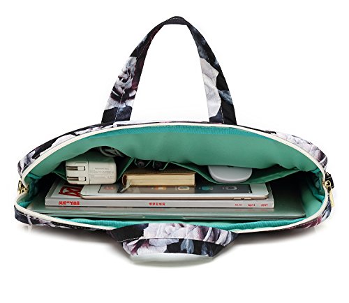 Red and White Rose Laptop Shoulder Messenger Bag Case With Rebound Bubble Protection for 15.6 inch-16 inch laptop - color: ‎red and White Rose(cushioned)
