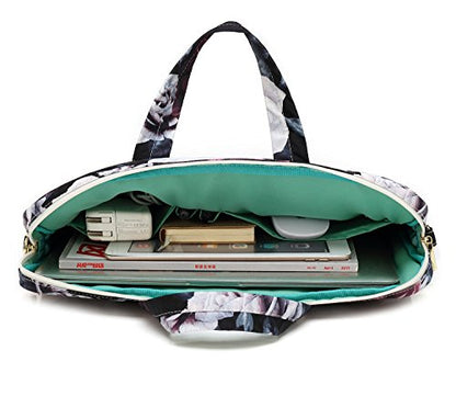 Red and White Rose Laptop Shoulder Messenger Bag Case With Rebound Bubble Protection for 15.6 inch-16 inch laptop - color: ‎red and White Rose(cushioned)