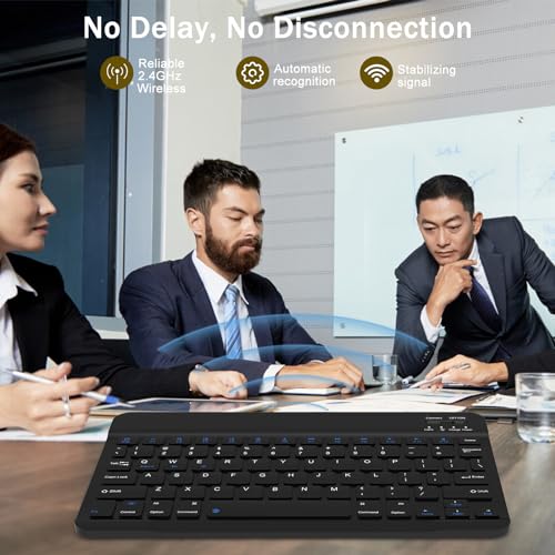 Rechargeable Bluetooth Keyboard and Mouse Combo, Universal Ultra-Slim Wireless Keyboard Mouse Set for Android Windows iPad iPhone Samsung Tablet Portable Compact Keyboard Set (Black) - color: Black