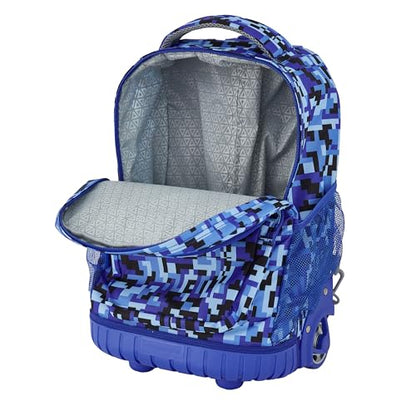 Travelers Club 4 Piece Rolling Backpack Set With Accessories,Blue Pixel - color: Blue Pixel