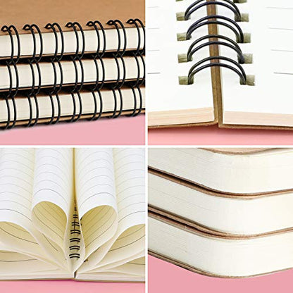 EUSOAR Spiral Journaling Notebooks, 6 Packs B5 7.3"x10.2" Notebooks College Ruled, 120Pages/ 60Sheets Hardcover Lined Spiral Journal Notebook for Women Men Student Office School Traveling Diary-Kraft - color: Kraft, size: 6Packs