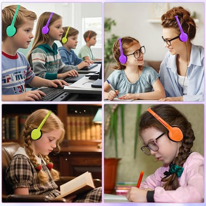 Class Set Headphones for Kids Students School Classroom 20 Pack | Bulk Headphones for Kids Adjustable with 3.5 mm Jack for Library Children Mixed Colors