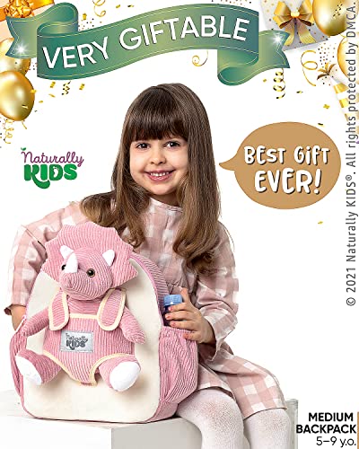 Naturally KIDS Pink Dinosaur Toys for Girls 4-5, Triceratops Toy, Dinosaur Gifts for 4 Year Old Girls, Gifts for 5 Year Old Girl, Toddler Backpack - color: 09 Dinosaur Triceratops, style: Medium