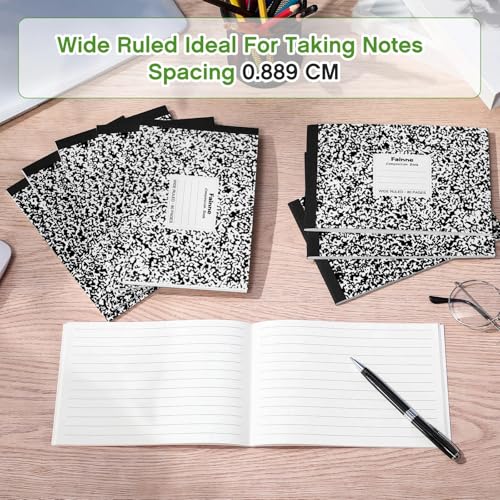 Fainne 30 Pack Composition Notebooks Half Size 4-7/8 x 7-1/2 Inches Wide Ruled Half Page Composition Notebook for Journal School Classroom Supplies 40 Sheet(Black,Snowflake Style) - color: Black, style: Snowflake Style