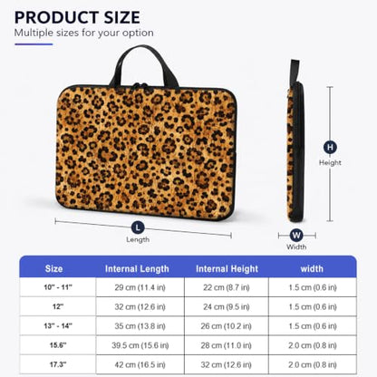 13 Inch Laptop Case Sleeve with Handle, Shockproof Slim Carrying Case | Soft Lining Computer Bag for MacBook Air 13 M3/M2/M1, MacBook Pro 13/14, iPad Pro 13 M4, Brown Leopard Print - color: Brown Leopard Print, size: 13-14 inch
