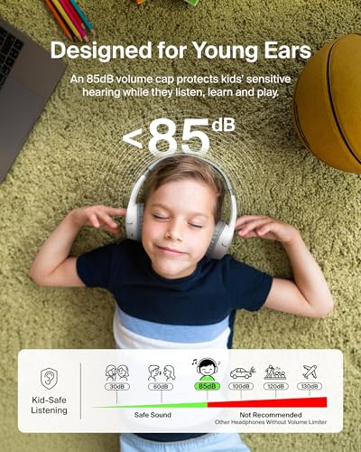 Belkin SoundForm Mini Kids Wireless Headphones w/Built-in Microphone, 30H of Playback Time, Fun Stickers, & Case - Over-Ear Headsets for Online Learning, School, iPhone, iPad, Galaxy, & More - White - color: White, style: Wireless (USB-C) + Case