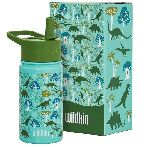 Wildkin Kids Stainless Steel Water Bottle, 14oz, Dinomite Dinosaurs | 14oz insulated steel water bottle — coordinates with matching Wildkin backpacks and lunch boxes - color: Dinomite Dinosaurs, size: 14 Oz