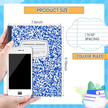 Fainne 60 Pack B5 Composition Notebooks Bulk 7.5 x 9.75'' College Ruled Composition Notebooks 50 Sheets (100 pages) Marble Covers Notebook for School Classroom Office Supplies(Multicolor) - color: Multicolor