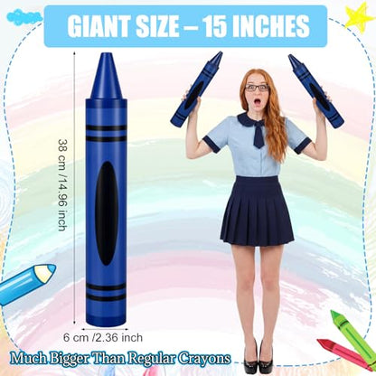 Gersoniel Blue 15" Giant Crayon, Jumbo Non-Toxic Coloring Crayon for Back to School, Large Art Projects & Festival Art Events, Draw on Paper & Walls - color: Blue