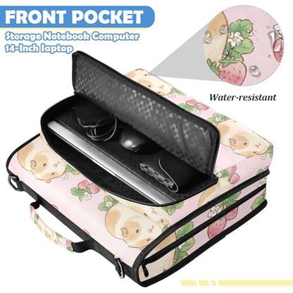 Guinea Pigs 2inch 3 Ring Zipper Binder Multi-Pocket Storage Holds 14 Inch Laptop for Students and Office Use - color: Guinea Pigs