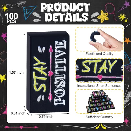 Dunzoom 100 Pcs Back to School Inspirational Pencil Erasers Bulk for Kids Fun Motivational Eraser School Office Supplies for Students Classroom Office Teacher Artists(Colorful Chalkboard) - style: Colorful Chalkboard