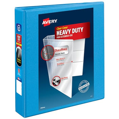 Avery Heavy-Duty View 3 Ring Binder, 1.5" One Touch Slant Rings, Holds 8.5" x 11" Paper, 1 Light Blue Binder (05401) - size: 1.5"