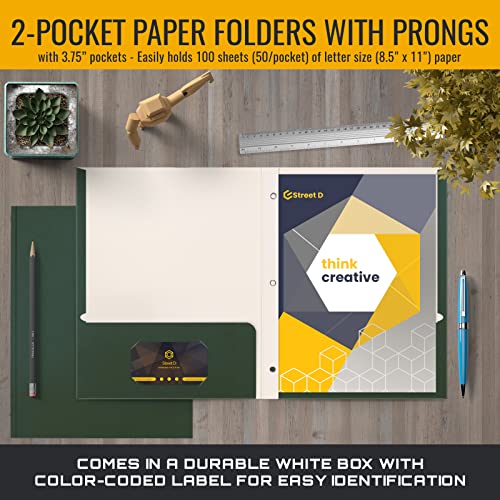 Better Office Products Dark Green 2 Pocket Folders with Prongs, 50 Pack, Letter Size, Matte Texture, 8.5 x 11 Inch - color: Dark Green