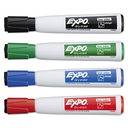 EXPO 1944728 Magnetic Dry Erase Marker Chisel Tip Assorted 4/Pack