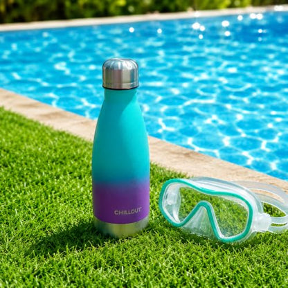 CHILLOUT LIFE 12oz Kids Insulated Stainless Steel Water Bottle, Leak Proof | Small Metal Water Bottle, Keeps Drinks Cold 24H & Hot 12H, Leak-Proof Screw Lid, Perfect for School, Travel & Sports - color: Caribbean Lily