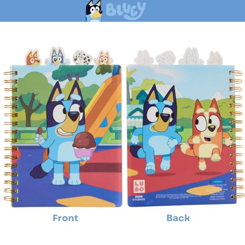 Bluey Tab Journal Notebook, Spiral Bound, 96 Lined Pages, 8 x 7 inches - style: Bluey
