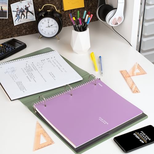 Five Star Spiral Notebook + Study App, 1 Subject, Graph Ruled Paper, 8-1/2" x 11", 100 Sheets, Fights Ink Bleed, Water Resistant Cover, Amethyst Purple (620000CF1) (Pack of 12) - color: Purple, size: Pack of 12