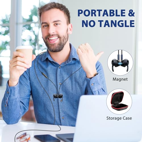 ASKUBSKU USB Headphones Earbuds with Microphone for PC 7.5FT, Blue Black | USB Earphones for Computer Office Meeting, Wired Headset with Mute Stereo Call Laptop Earphones for Dell/Surface - color: BlackBlue