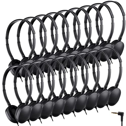 Konohan 18 Pack Class Set Headphones for Students Bulk Headphones for Classroom School Adjustable 3.5mm Wired Earphones Classroom Must Haves Teacher Supplies(Black) - color: Black