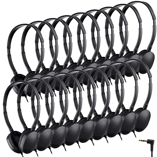 Konohan 18 Pack Class Set Headphones for Students Bulk Headphones for Classroom School Adjustable 3.5mm Wired Earphones Classroom Must Haves Teacher Supplies(Black) - color: Black