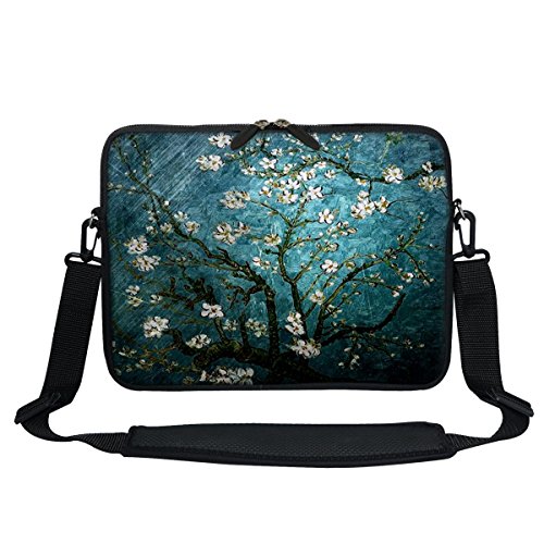 Meffort Inc 12 Inch Neoprene Laptop Sleeve Bag - Water Resistant, Hidden Handle, Adjustable Shoulder Strap, Dual Zipper, Fits Up to 11.6” - 12" Laptops - Almond Blossoming - color: Vincent van Gogh Almond Blossoming