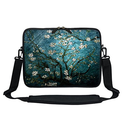 Meffort Inc 12 Inch Neoprene Laptop Sleeve Bag - Water Resistant, Hidden Handle, Adjustable Shoulder Strap, Dual Zipper, Fits Up to 11.6” - 12" Laptops - Almond Blossoming - color: Vincent van Gogh Almond Blossoming