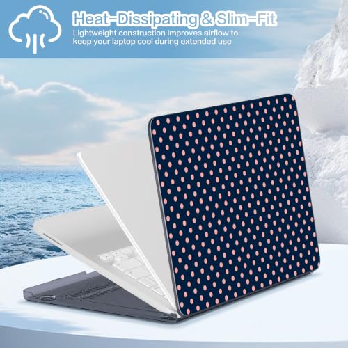 Teryeefi Case for MacBook Neo 13 Inch 2026 (Model A3404) Printing Hard Shell Cover with Screen Protector &Keyboard Cover & USB-C Adapters - Polka Dot Indigo - color: Polka Dot Indigo