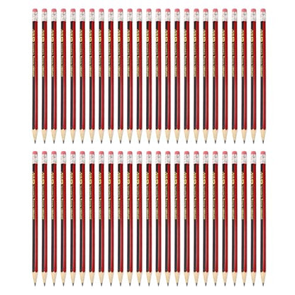 M&G Wooden Hexagonal Pencils, 50 Pcs HB Pencils Graphite Round Pencils with Eraser for Classroom Teacher Office Supplies, Red Black