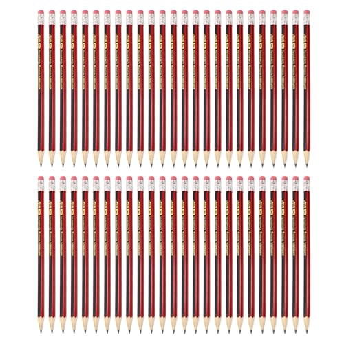 M&G Wooden Hexagonal Pencils, 50 Pcs HB Pencils Graphite Round Pencils with Eraser for Classroom Teacher Office Supplies, Red Black