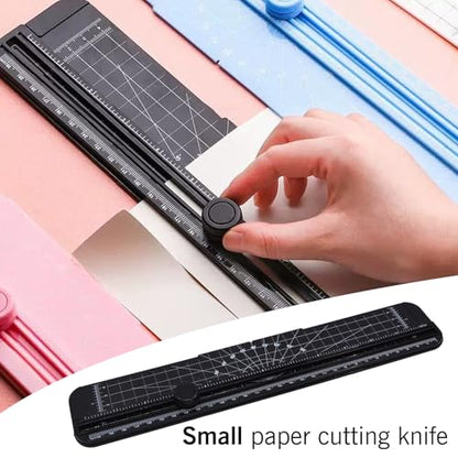 2PCS Paper Cutter Slider, 12 Inch Portable Paper Trimmer, Straight Cutting Guillotine, Cardboard Cutter for Paper Photo Vinyl Label Coupon Craft Paper(Black) - color: Black