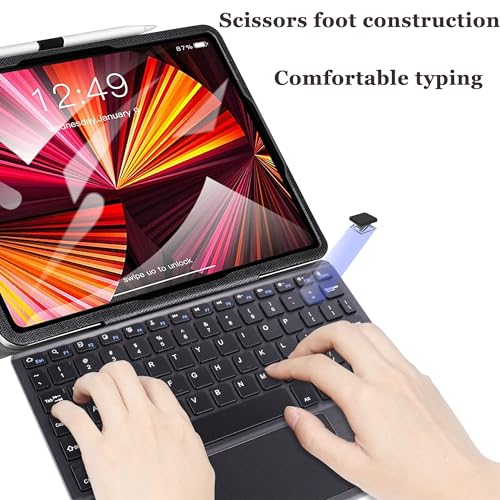 Wireless Bluetooth Keyboard, Ultra Slim Rechargeable Small Portable with Touchpad 10 Inch Wireless Keyboard, for Tablet Laptop Smartphone iOS Android Windows, Adult College Student Kids Gift(Black)