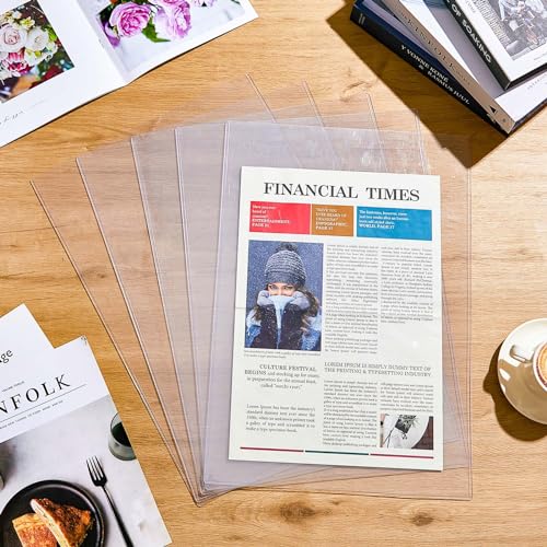 Jecery 10 Pcs 9 x 12'' Rigid Print Protectors Clear Rigid Plastic Paper Page Protectors Photo Plastic Sleeves for Document - size: 9 x 12''