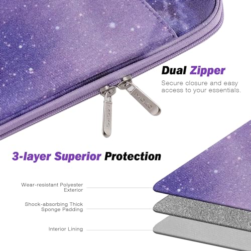 MoKo 13 Inch Tablet Sleeve Bag Carrying Case with Accessory Pocket | Fits iPad Pro 13-inch M4, iPad Air 13-inch M2, iPad Pro 12.9-inch M2/M1 and Galaxy Tab S8+/S9+ 12.4-inch, Purple Starry Sky - color: Purple Starry Sky, size: 12.9-13 inch