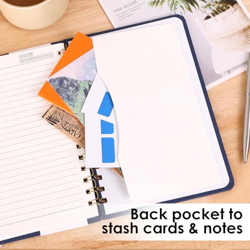 LABUK Spiral Notebook, 160 Pages A5 Lined Hardcover Notebook, 5.5 x 8in Spiral Journal for Women and Man, Work, Writing (Navy Blue) - color: 4-navy blue, style: A5