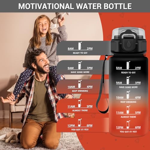 500ml Water Bottle with Straw, BPA Free Reusable Motivational Bottle with Time Marker, Leak Proof, Ideal for School, Office, Camping