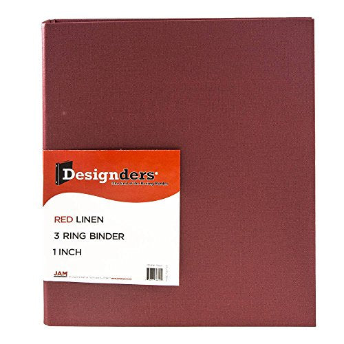 JAM PAPER Premium Linen Textured 1 inch Binders - Red 3 Ring Binder - Sold Individually - color: Red Linen, size: 1 inch