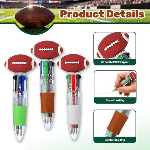 24 Pcs Football Party Favors Football Multicolor Pen in One 4-in-1 Cute Fun Pens Bulk Kawaii Ballpoint Pen for Sports Goodie Bags Stuffers (Football) - style: Football